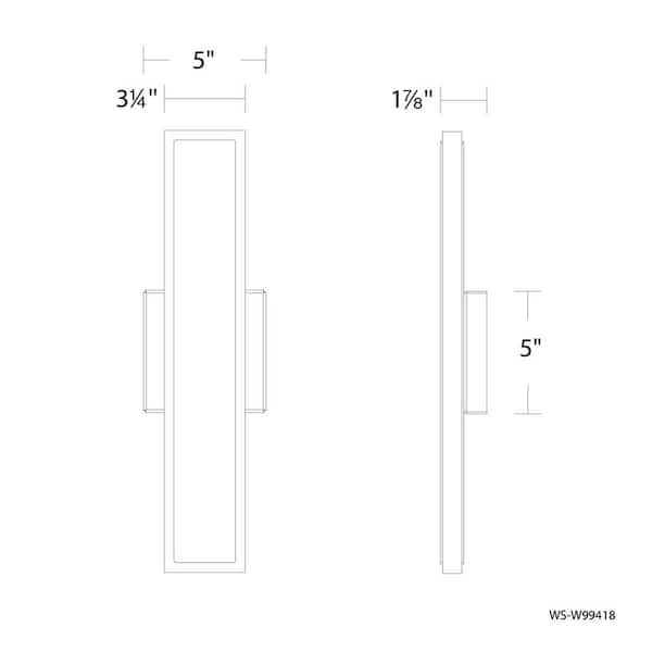 WAC Lighting Bastone 18 in. Black Indoor/Outdoor Hardwired Wall