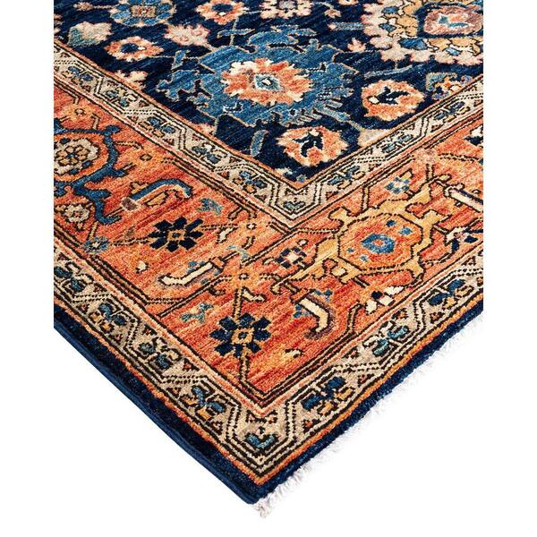 Chloe & Olivia Home Serapi Blue 6 ft. x 9 ft. Tribal Wool Indoor