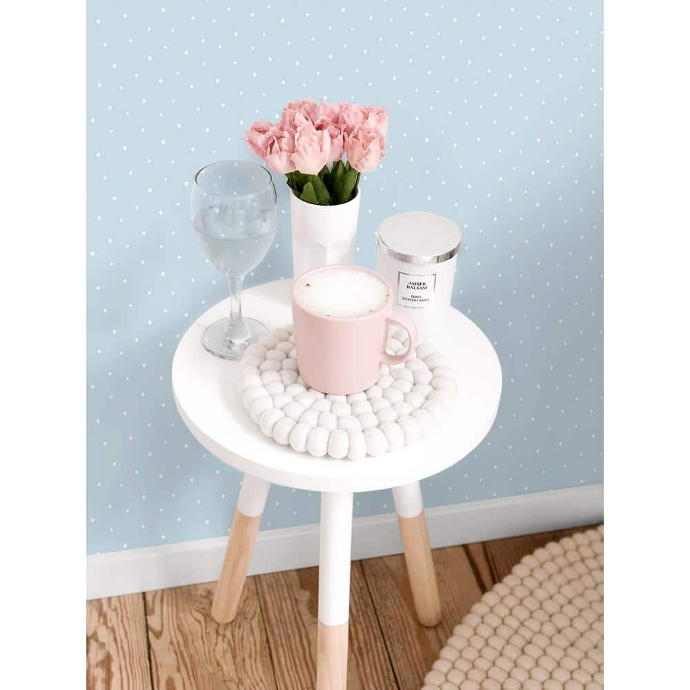 Baby Blue Self-Adhesive Vinyl Polka Dot Wallpaper Roll