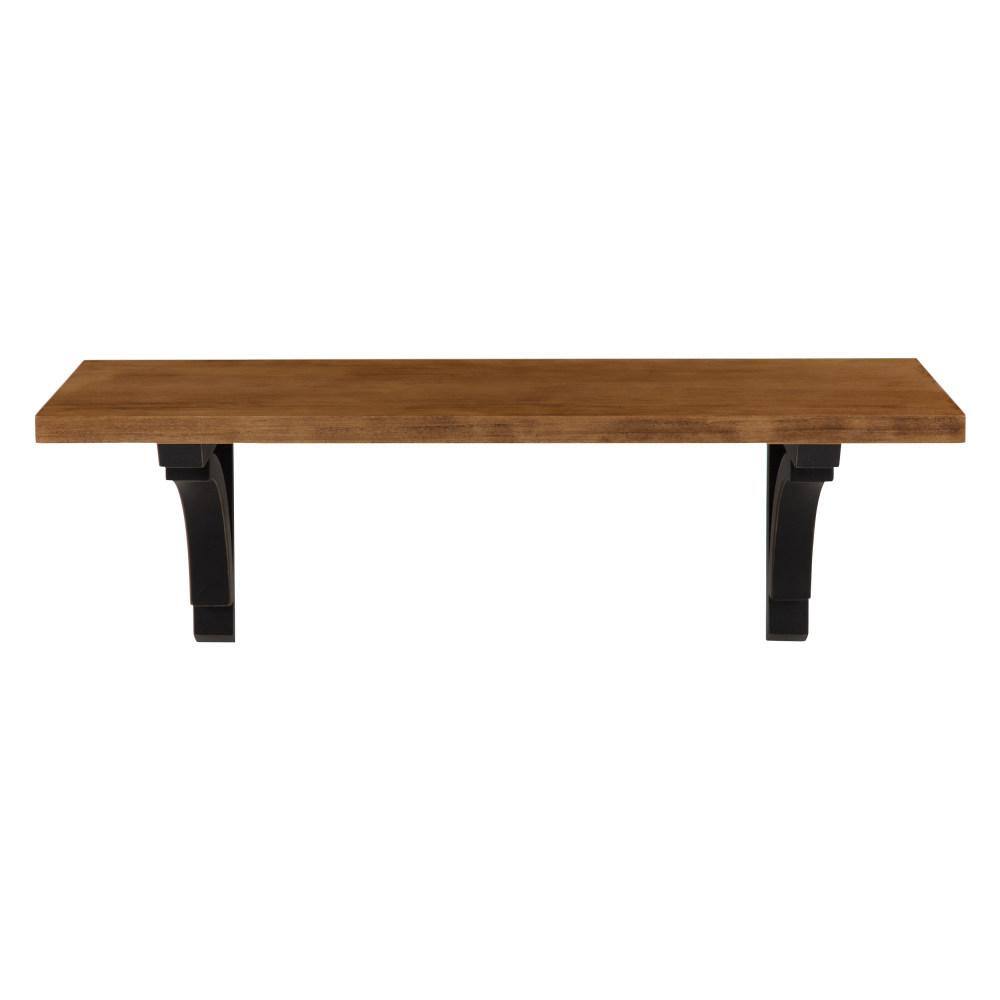 Corblynd Traditional 24" Brown/Black Wood Floating Wall Shelf