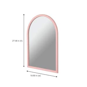 Medium Arched Wood Framed Cherry Blossom Pink Mirror (20 in. W x 28 in. H)