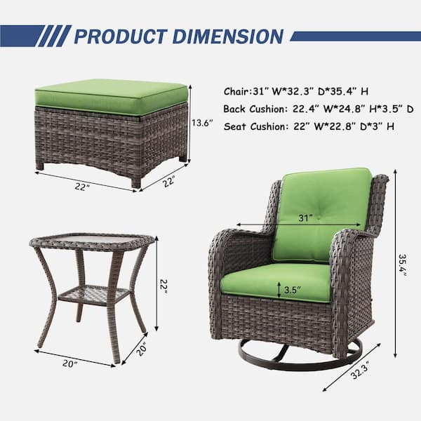 Gardenbee 5-Piece Wicker Outdoor Patio Conversation Set Gardenbee 5-Piece Wicker Outdoor Patio Conversation Set