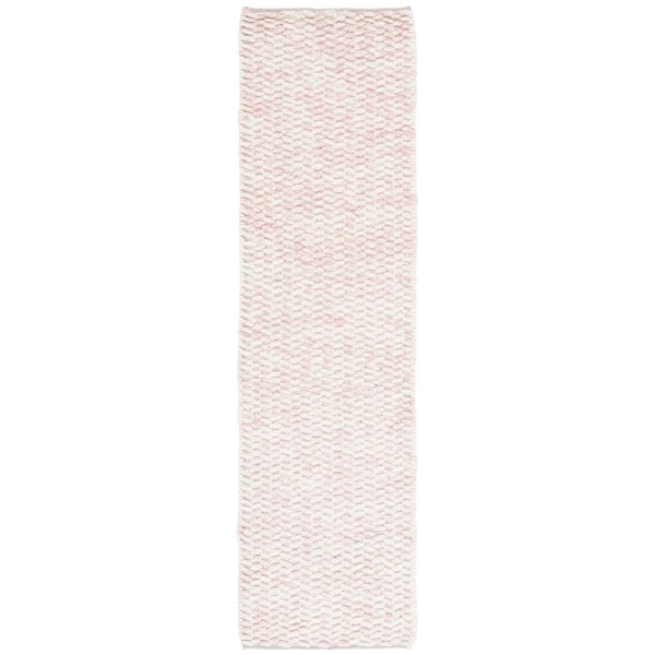 Natura 2 ft. x 8 ft. Ivory/Pink Distressed Geometric Runner Rug