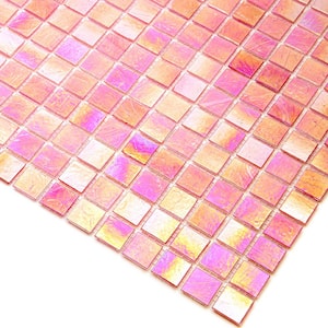 Nacreous 12 in. x 12 in. Glossy Punch Pink Glass Mosaic Wall and Floor Tile (20 sq. ft./case) (20-pack)