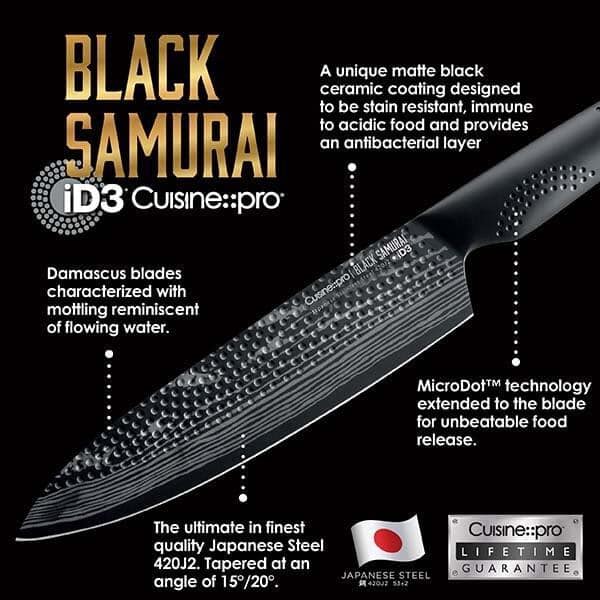 Cuisine::pro iD3 BLACK SAMURAI 7-Piece Stainless Steel Knife Set