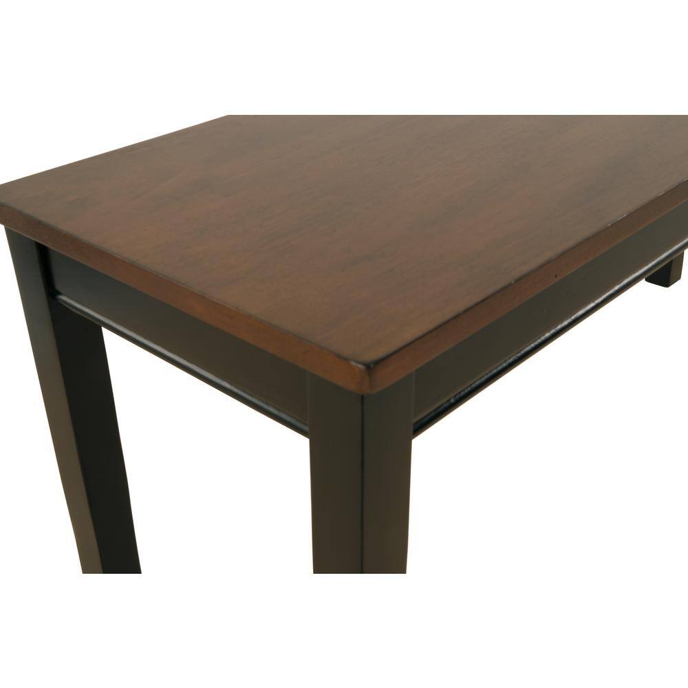Transitional Black and Brown Wood Dining Bench