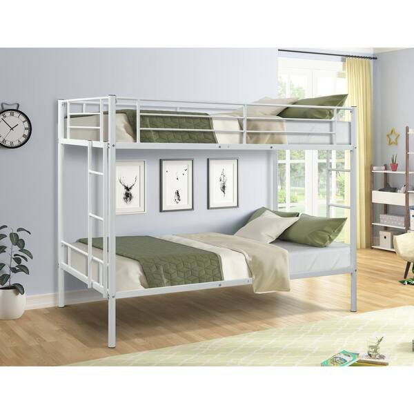 White Twin Over Metal Bunk Bed, Bunk Bed Clock