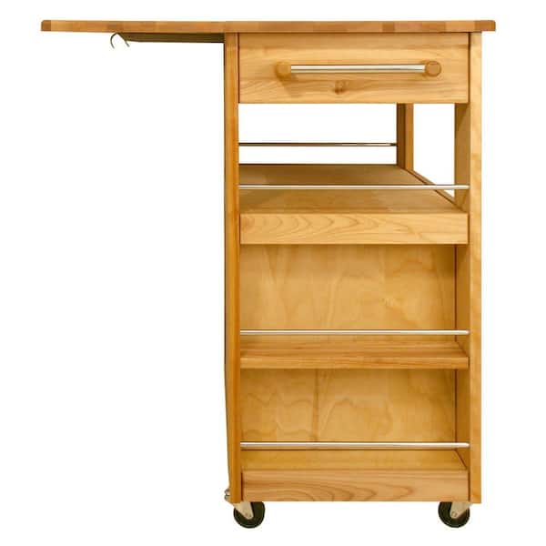 The Kitchen Natural Wood Cart, Catskill Craftsmen Heart Of The Kitchen Island With Drop Leaf
