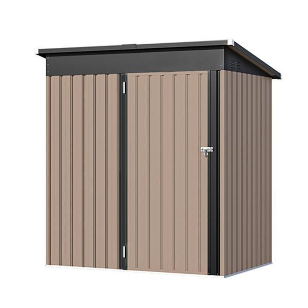 Zeus & Ruta 3 ft. W x 5 ft. D Brown Metal Outdoor Storage Shed