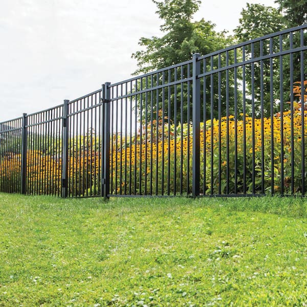 2 in. x 2 in. x 6-7/8 ft. Standard-Duty Black Aluminum Fence Line Post
