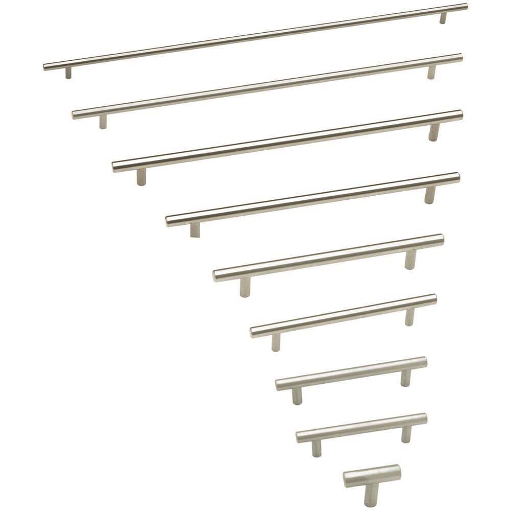 Brushed Steel Modern Bar Pull with Mounting Hardware