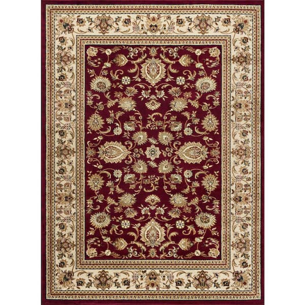 Tayse Rugs Sensation Border Red 9 ft. x 12 ft. Indoor Area Rug SNS4720 ...