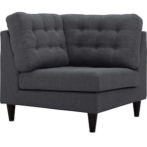 Empress Gray Polyester Sectional Corner Chair with Tapered Wood Legs