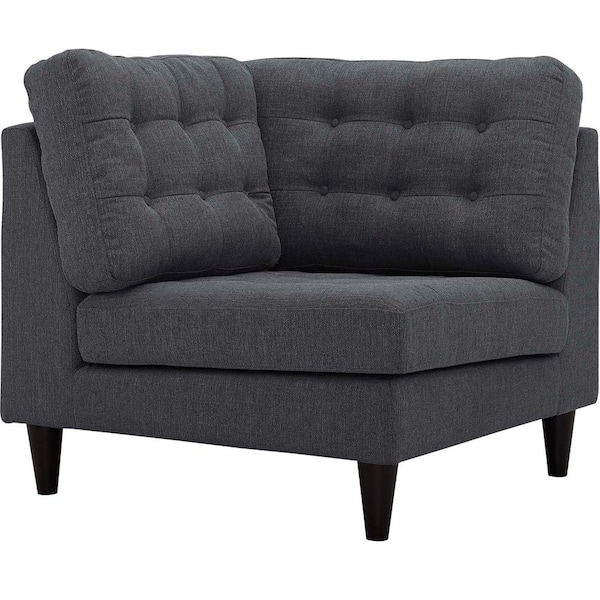 MODWAY Empress Gray Polyester Sectional Corner Chair with Tapered Wood Legs