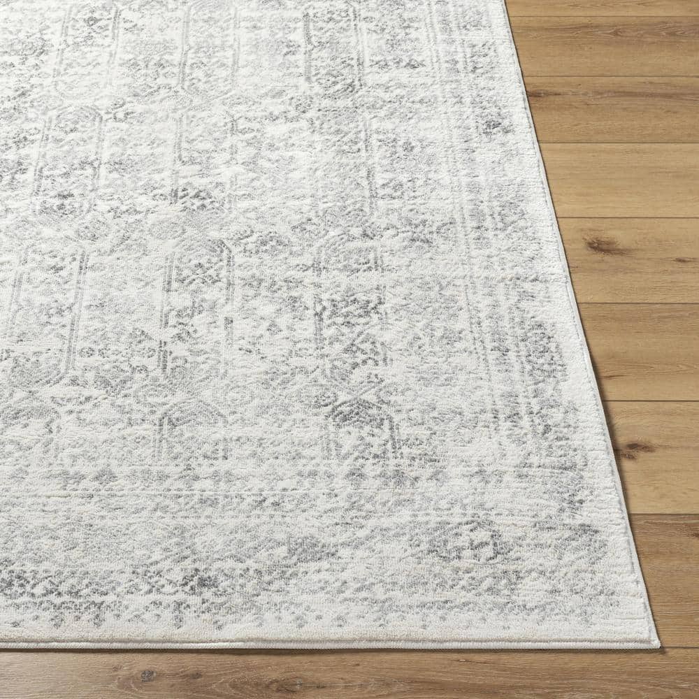 Eleganza Light Grey Trellis 5'3" x 7'1" Synthetic Area Rug