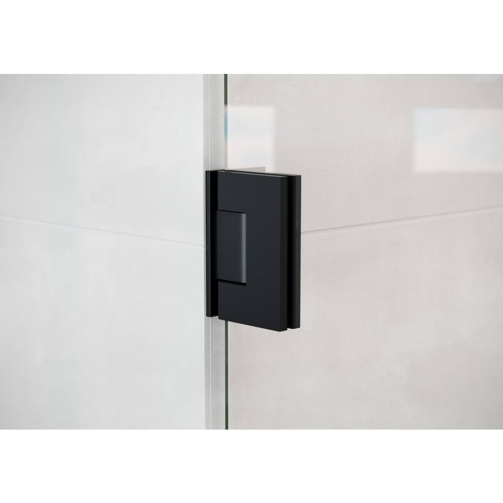 Matte Black Frameless Glass Wall Hinge Shower Door, 78" x 45.25"
