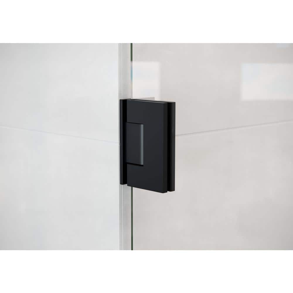 Illume 57.25 in x 78 in Frameless Matte Black Glass Shower Door