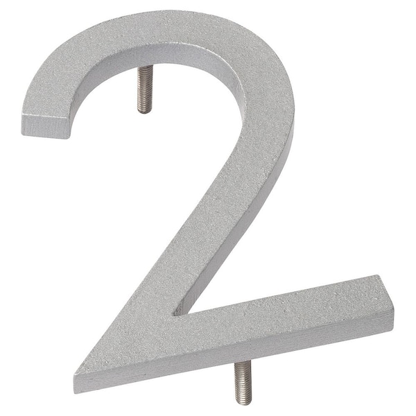Montague Metal Products 4 in. Silver Aluminum Floating or Flat Modern House Number 2