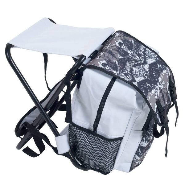 Stalwart Folding Stool and Backpack Combo in White and Black