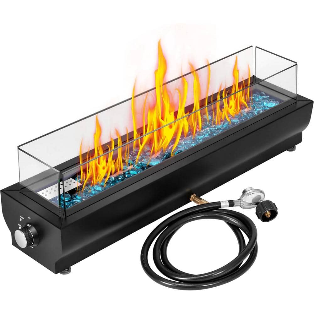 30 in. 40,000 BTU Tabletop Outdoor Propane Fire Pit with Glass Rocks, Wind Glass Shield price history on PriceWatchPro