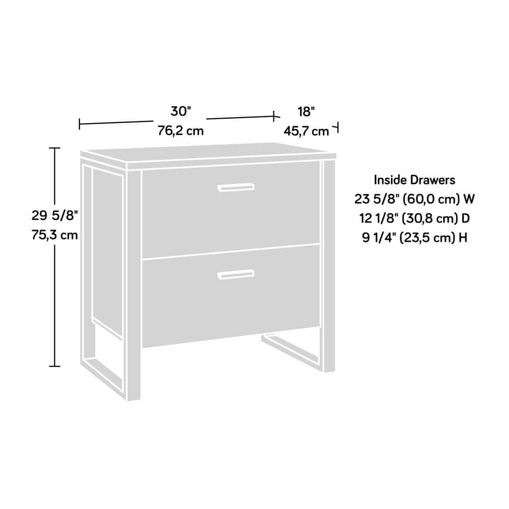 Blade Walnut 2-Drawer Lateral File Cabinet with Silver Frame