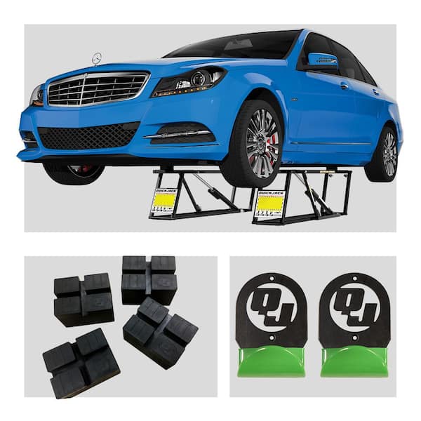 QUICKJACK BL-5000SLX 5,000 lbs. Capacity Scissor Portable Car Lift Bundle Package with 4pc pinch weld blocks and wall hangers