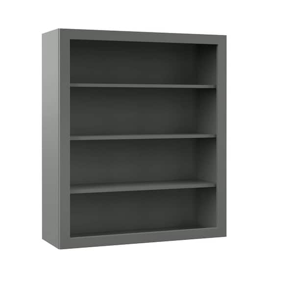 Hampton Bay Designer Series Melvern Storm Gray Shaker Assembled Wall Open Shelf Kitchen Cabinet (36 in. x 42 in. x 12 in.)