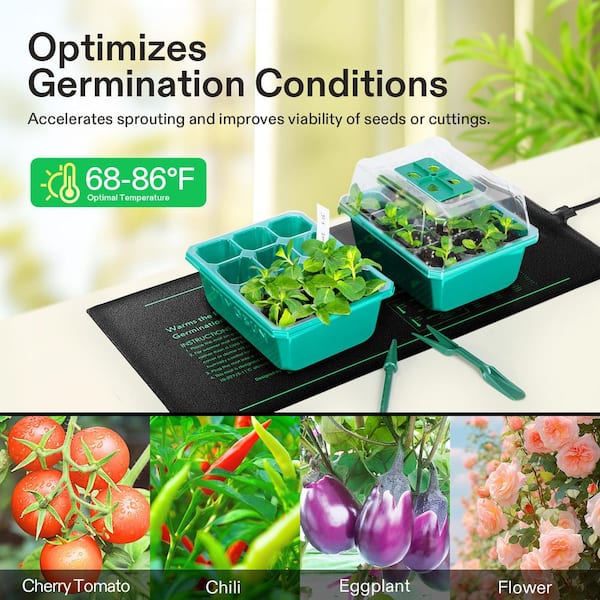 VIVOSUN 10 in. x 20.75 in. Seedling Heat Mat and Digital