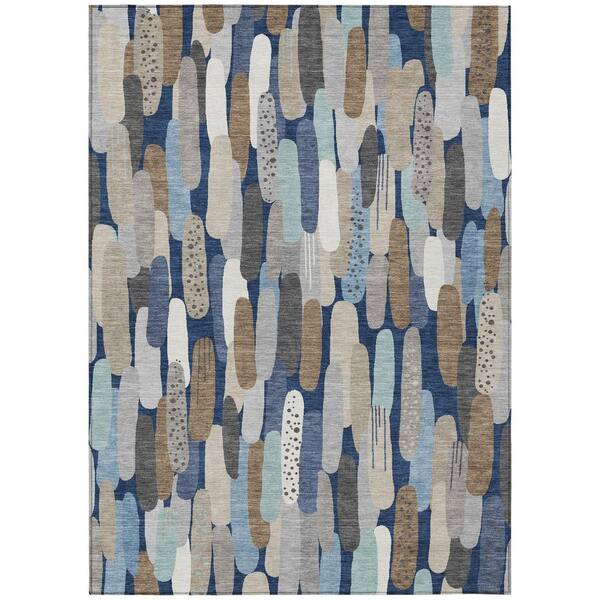 Chantille Machine Washable Indoor/Outdoor Abstract ACN3111 Navy 10 ft. x 14 ft. Area Rug