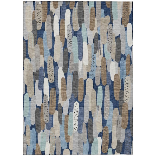 Chantille Machine Washable Indoor/Outdoor Abstract ACN3111 Navy 9 ft. x 12 ft. Area Rug