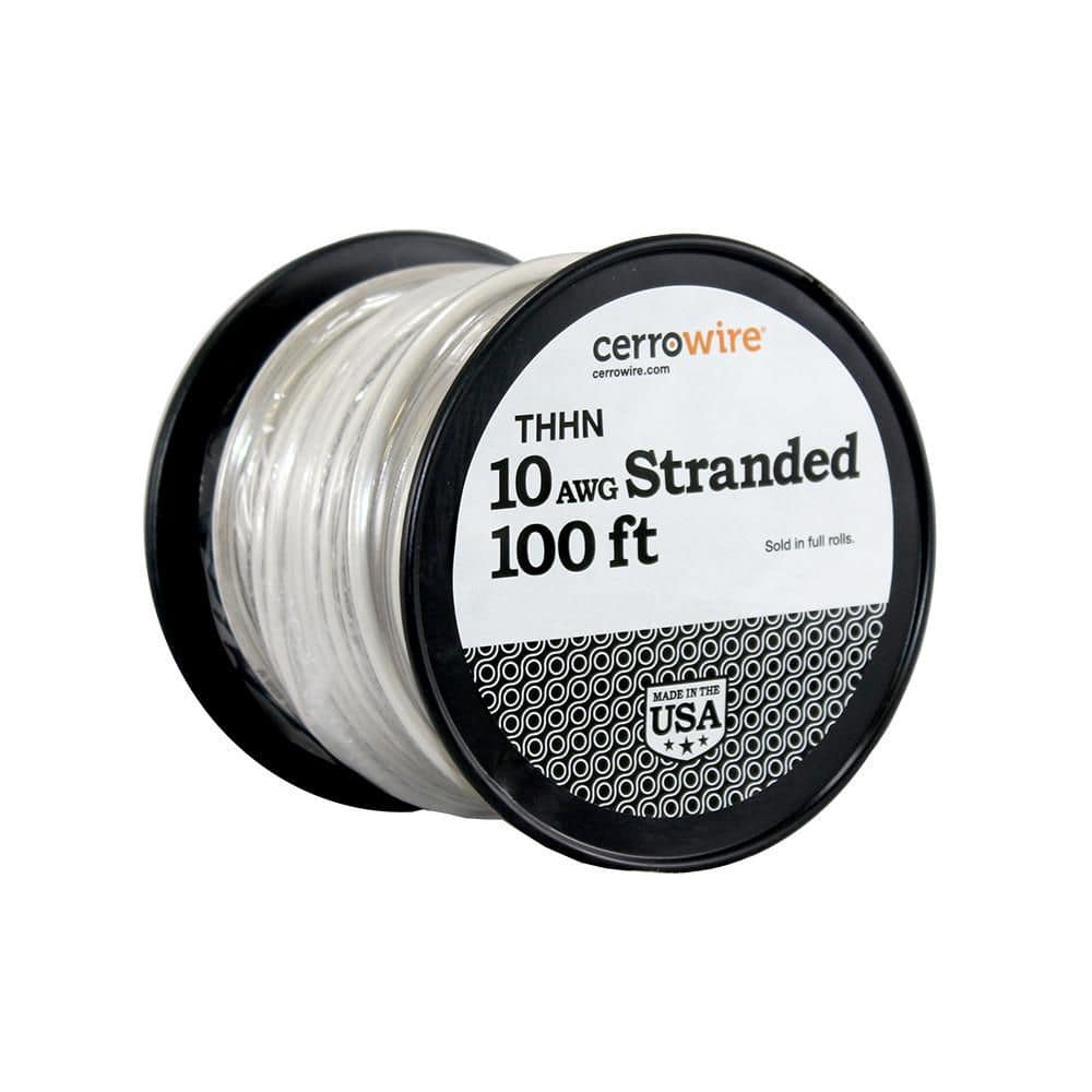 Cerrowire - 100 ft. 10 Gauge White Stranded Copper THHN Wire