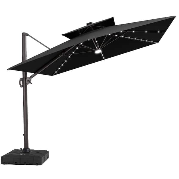 12 foot patio umbrella with solar lights Kozyard 15 FT Rectangular Double-Sided Light  Kozyard LLC friendly umbrella lights Crestlive Products 12 ft. x