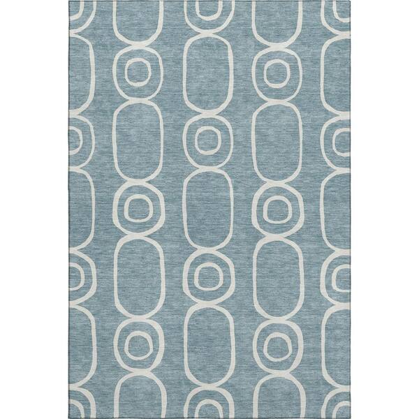 Mayfield Premium Machine Washable Abstract AMF2344 Aqua 9 ft. x 12 ft. Area Rug