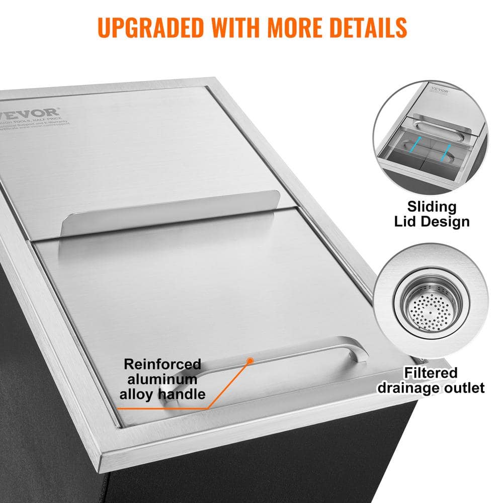 VEVOR 28 Qt Stainless Steel Drop-In Ice Chest with Aluminum Handle