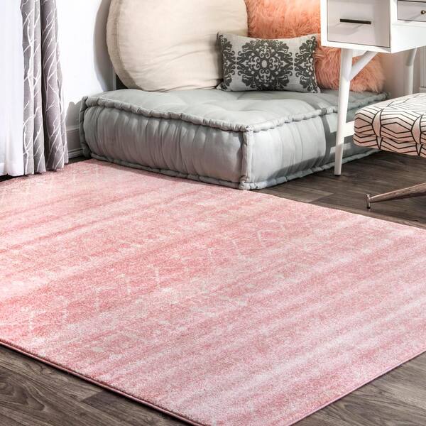 Blythe Modern Moroccan Trellis 4 ft. x 6 ft. Pink Oval Rug