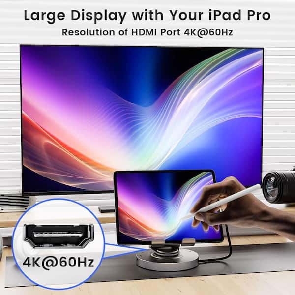 Yichuhaoxi 8-in-1 Ipad Pro Docking Station with 4k HDMI, USB C 3.0