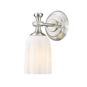 Orion 1-Light Brushed Nickel Wall Sconce with Opal Etched Glass Shade