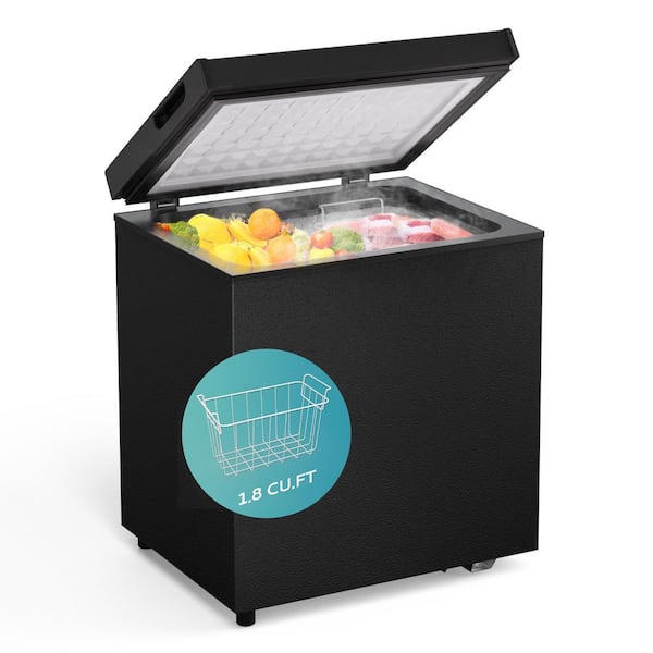 1.8 cu. ft. Manual Defrost Chest Freezer with Removable Basket, Adjustable Thermostat for Garage/Basement in Black