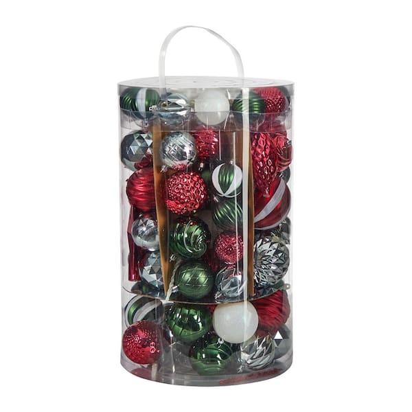 Holiday Deluxe 3.0 in. Multicolor Shatterproof Assorted Ornaments (100-Pack)