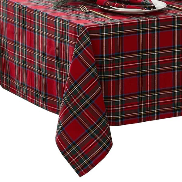 Stowe Tartan Holiday Plaid Rectangle Tablecloth, Red - 60"W x 120"L