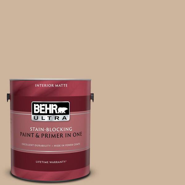 BEHR ULTRA 1 gal. #UL140-10 Mushroom Bisque Matte Interior Paint and Primer in One