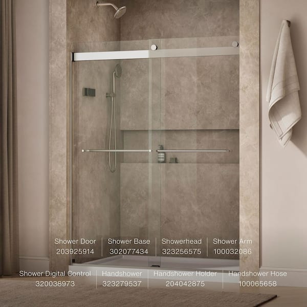KOHLER Levity 59.6 in. W x 74 in. H Sliding Frameless Shower Door