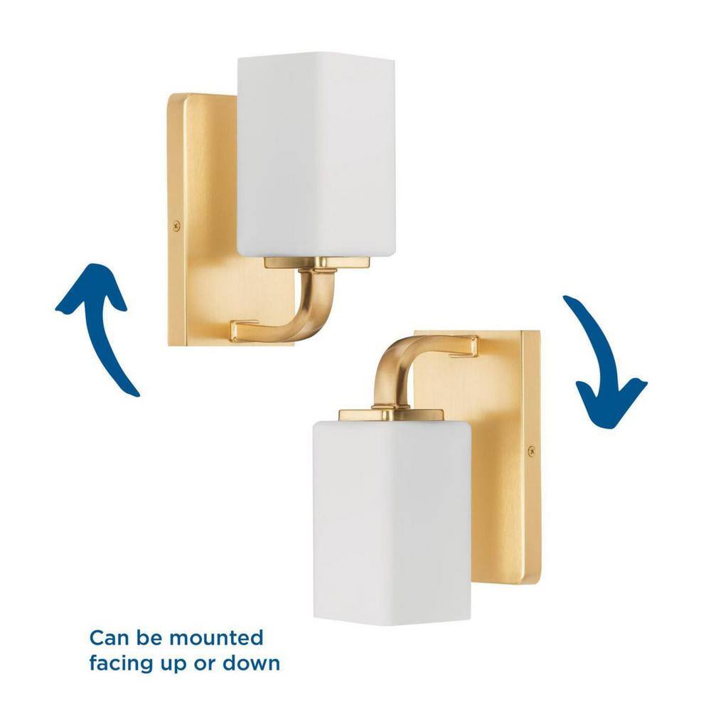 Cowan Satin Brass and Opal Glass Wall Sconce