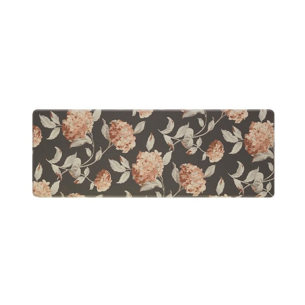 Laura Ashley Gray Floral 17.5 in. x 48 in. Anti-Fatigue Wellness Mat