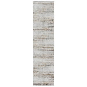 Mathis Ivory/Gold 2 ft. 6 in. x 10 ft. Abstract Runner Area Rug