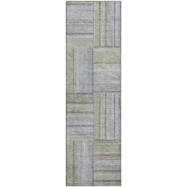 Mayfield Premium Machine Washable Abstract AMF2285 Fern 2 ft. x 7 ft. Runner Rug