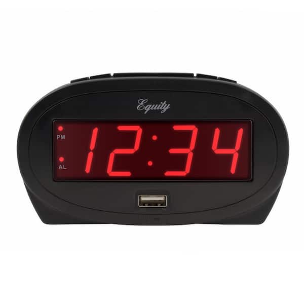 Equity by La Crosse 0.9 In. Red LED alarm clock with USB charge port