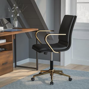 Black/Gold Leather/Faux Leather Office/Desk Chair Table Top Only