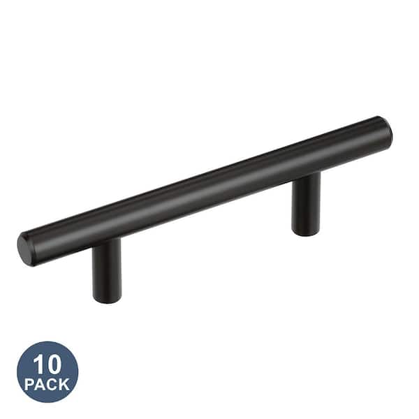 Bar Pulls 3 in. (76mm) Center-to-Center Matte Black Bar Cabinet Pull-10 Pack