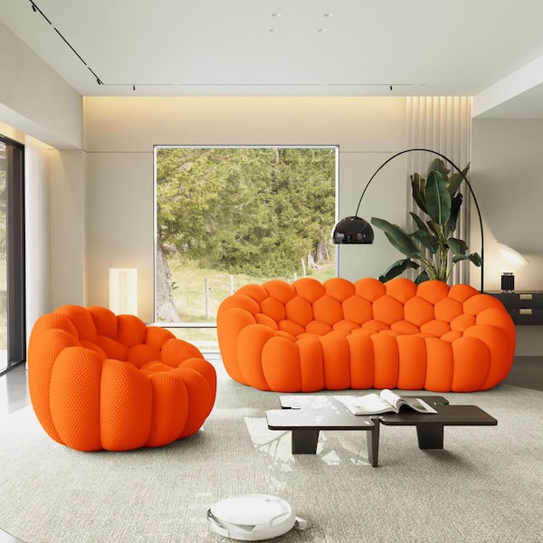 【さえ】バブルソファ4P Magic Home 98 in. 4-Seater Bubble Curved Couch with 3D Honeycomb